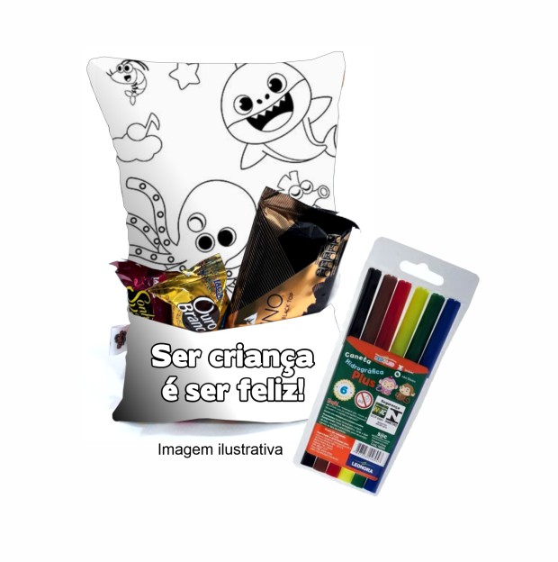 Almofada 30x20 com bolso para colorir