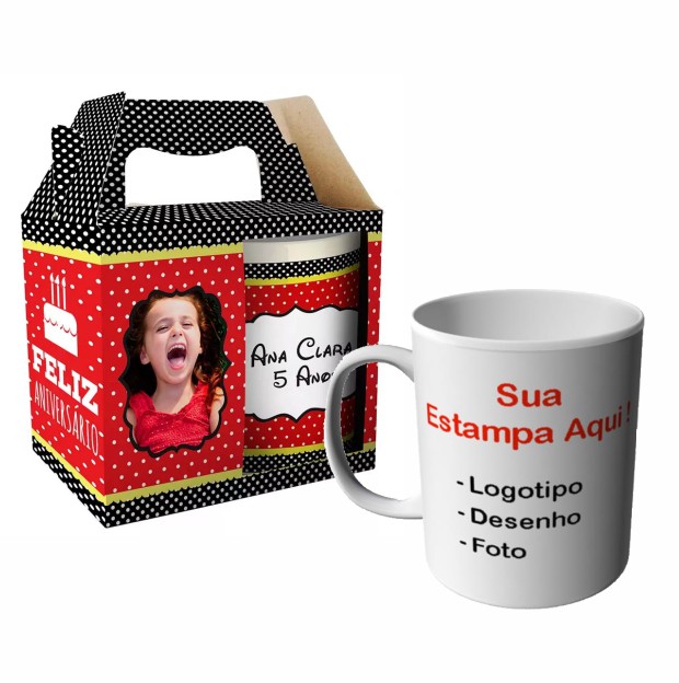 Caneca porcelana com caixinha personalizada magic planet